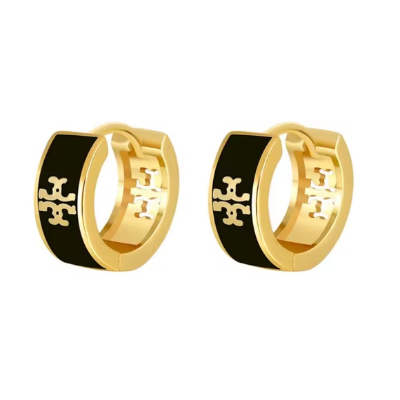 Black and Gold Hoop Earrings
